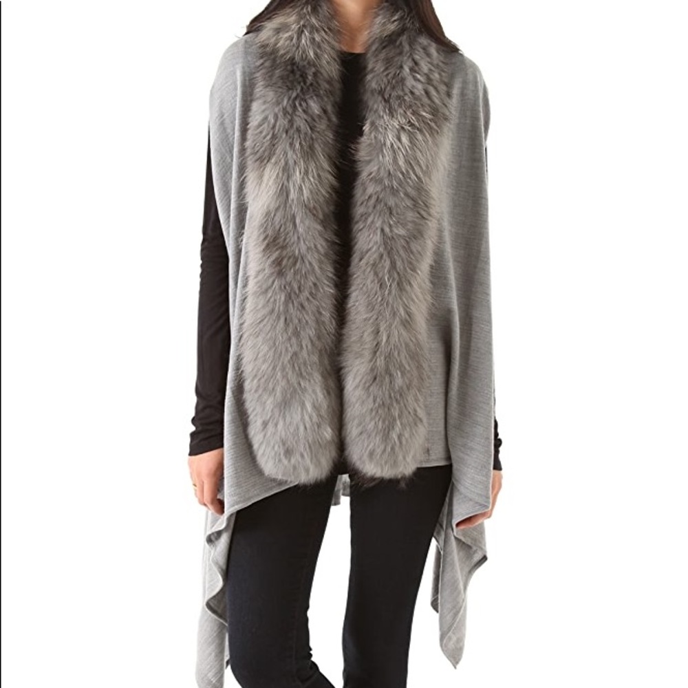 DVF Didi Serape Fur Vest Scarf
